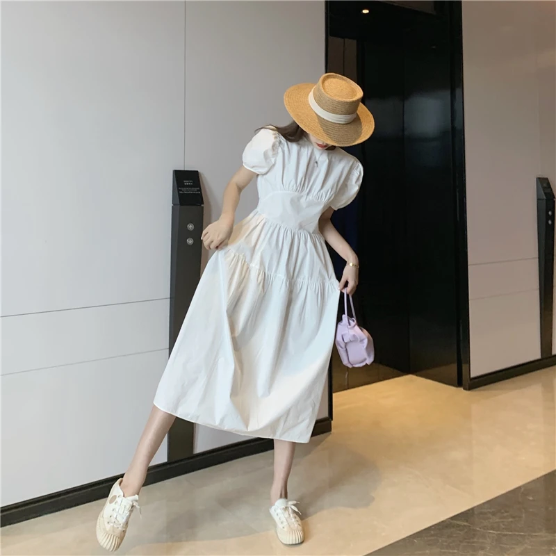 The firm offers to film French style restoring ancient ways hubble-bubble sleeve long pure color dress
The firm offers to film French style restoring ancient ways hubble-bubble sleeve long pure color dress