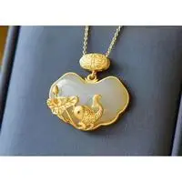 Natural Hetian Jade Rich and Wealthy Safety Lock Pendant S925 Sterling Silver Gilding Craft Ancient Inlaid Pendant Necklace
Natural Hetian Jade Rich and Wealthy Safety Lock Pendant S925 Sterling Silver Gilding Craft Ancient Inlaid Pendant Necklace