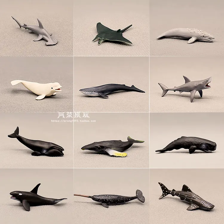 

Oceans Animal Model Blue Sperm Whale Shark Dolphin Devil Fish Sea World Aquarium Miniature Decoration Accessories Figurine Toys
