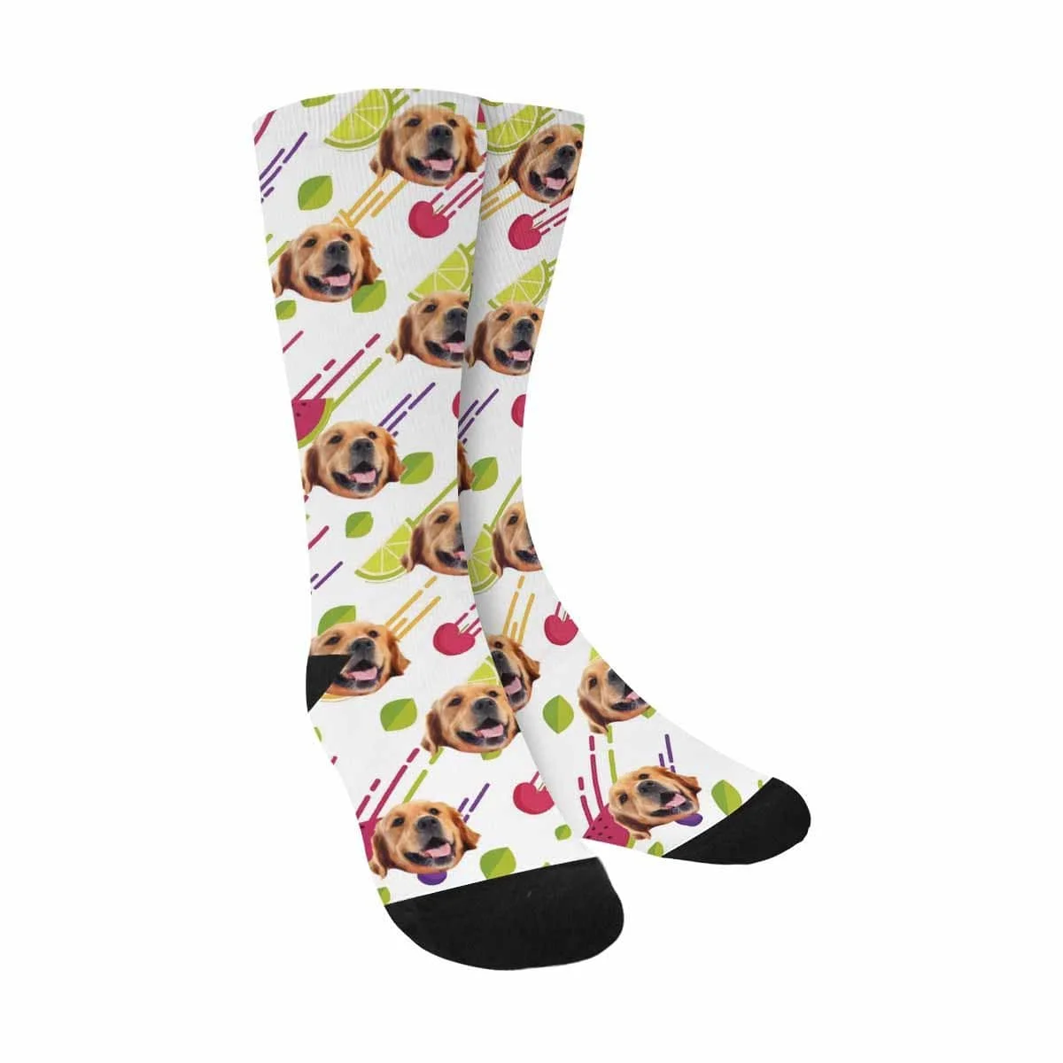 Custom Face Dog Fruit Sublimated Crew Socks