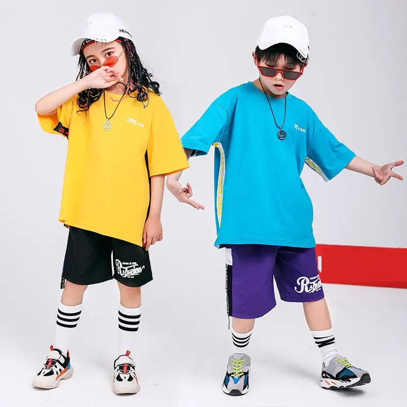 Children Hip Hop Outfits Summer Boys Girls Short Sleeve T Shirt Tops Loosed Shorts Fashion Performance Clothes Jazz Dance Wear
Children Hip Hop Outfits Summer Boys Girls Short Sleeve T Shirt Tops Loosed Shorts Fashion Performance Clothes Jazz Dance Wear