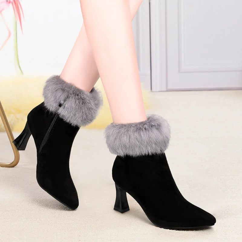 Winter High Heel Ankle Boots Women Sexy Pumps Thin Heel Zipper Flocks Female Shoes Leather Ladies Booties Plush Woman Shoes new
Winter High Heel Ankle Boots Women Sexy Pumps Thin Heel Zipper Flocks Female Shoes Leather Ladies Booties Plush Woman Shoes new