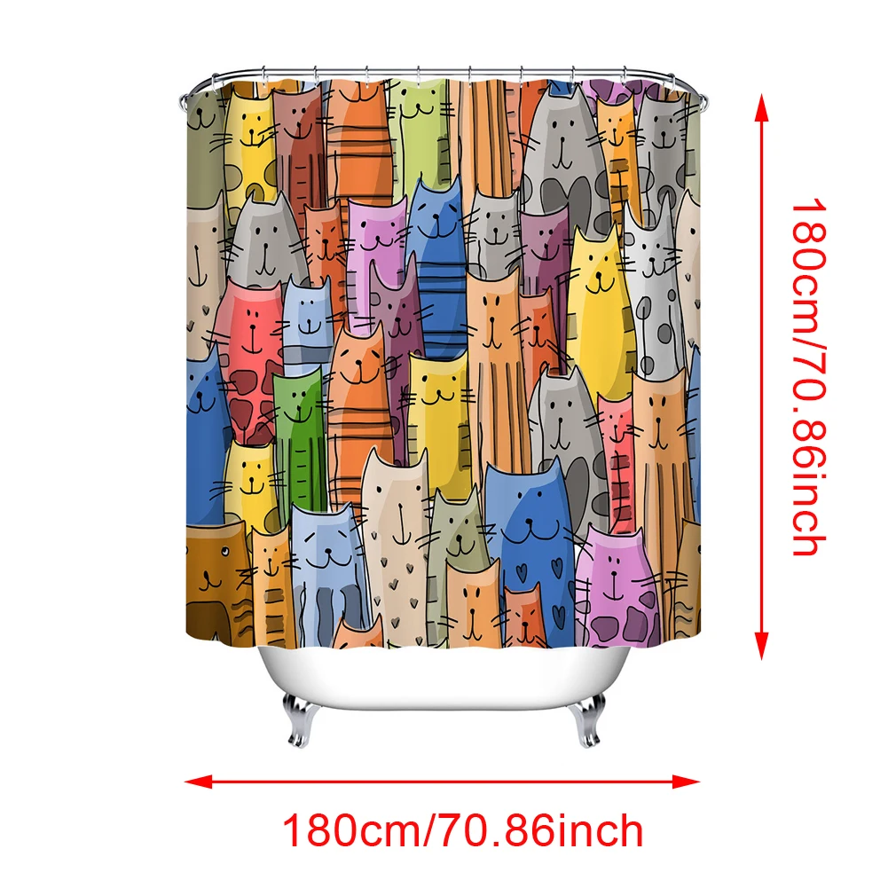 Colorful Cat Printed Bath Waterproof Curtain 3D Polyester Fabric Shower Curtain with 12 Hooks for Mildewproof Bathroom Decor
Colorful Cat Printed Bath Waterproof Curtain 3D Polyester Fabric Shower Curtain with 12 Hooks for Mildewproof Bathroom Decor