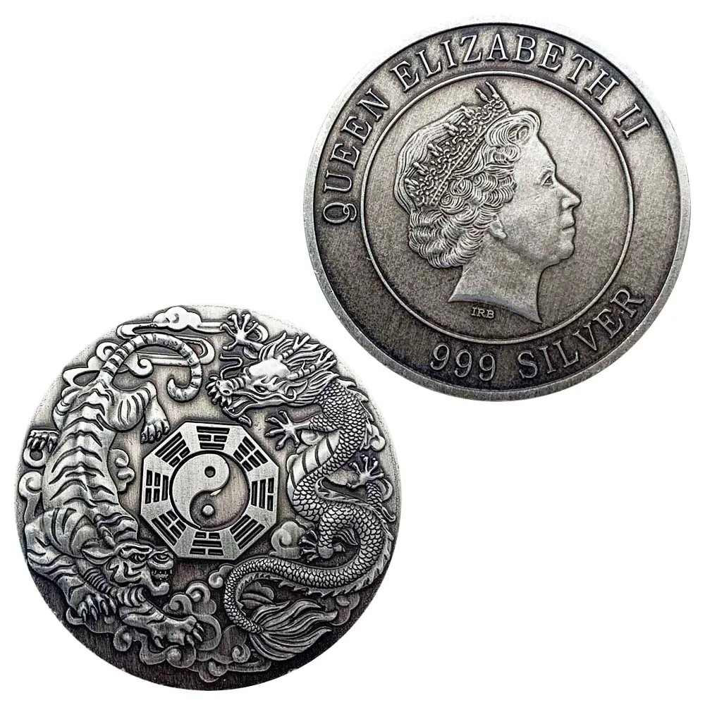 Dragon Fights with Tiger Pattern Medal Ancient Aisa Myths Legends Silver Plated Commemorative Coins Tai Chi Bring You Good Luck
Dragon Fights with Tiger Pattern Medal Ancient Aisa Myths Legends Silver Plated Commemorative Coins Tai Chi Bring You Good Luck