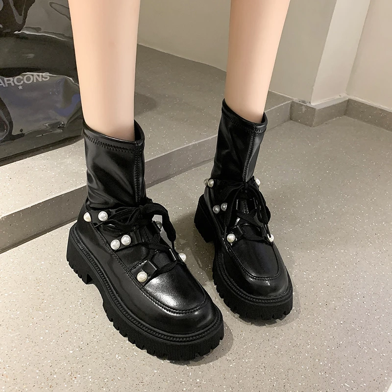 Женские ботильоны на массивной платформе, полусапожки с жемчугом, на молнии сзади, на толстом каблуке, женские осенние ботинки на шнуровке с...
Женские ботильоны на массивной платформе, полусапожки с жемчугом, на молнии сзади, на толстом каблуке, женские осенние ботинки на шнуровке с...