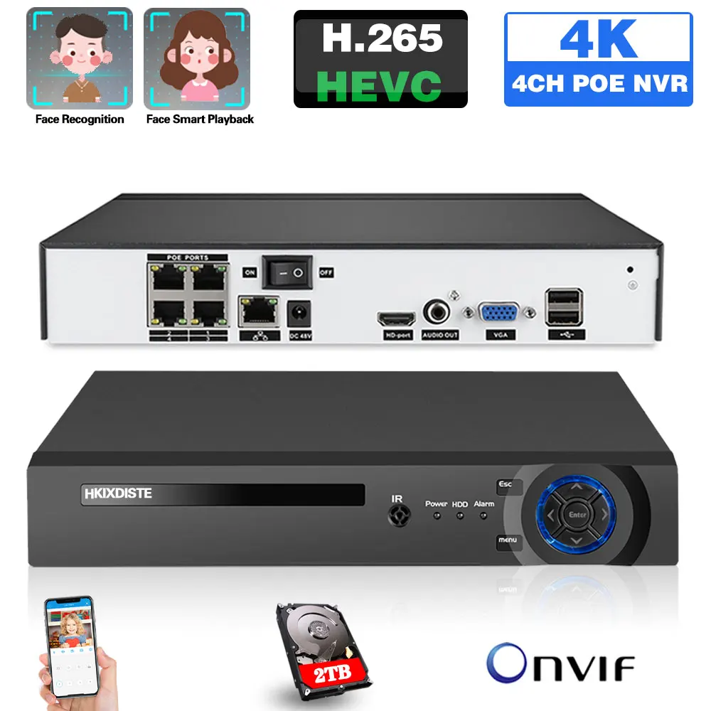 4k 4CH Network Cctv Recorder Face Detection 4 Channel NVR POE 8MP H.265 ONVIF NVR Video Recorder For IP Camera System XMEYE 5MP
4k 4CH Network Cctv Recorder Face Detection 4 Channel NVR POE 8MP H.265 ONVIF NVR Video Recorder For IP Camera System XMEYE 5MP