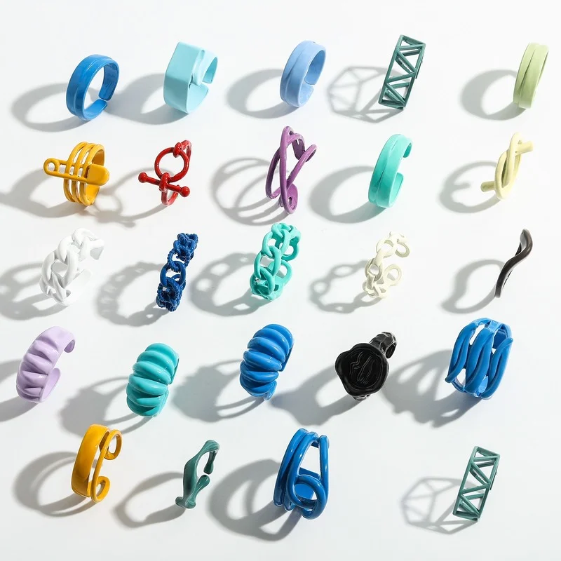European and American Trendy Dripping Oil Rings Alloy Spraypainted Ring for Women Multicolor Irregular Open Rings Jewelry
European and American Trendy Dripping Oil Rings Alloy Spraypainted Ring for Women Multicolor Irregular Open Rings Jewelry