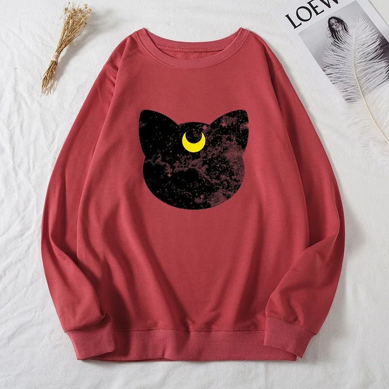 Women Autumn Pullover Fashion Long Sleeve Cat Moon Print Female Graphic Casual Sweatshirt Ladies Regular Round Neck Hoodless Top
Women Autumn Pullover Fashion Long Sleeve Cat Moon Print Female Graphic Casual Sweatshirt Ladies Regular Round Neck Hoodless Top