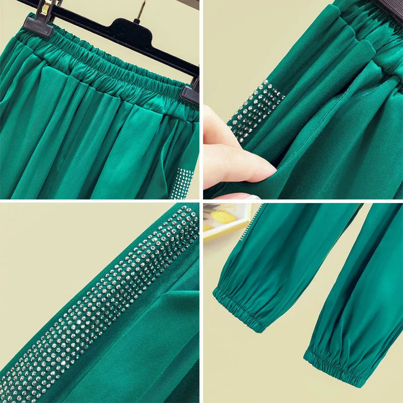 Casual Side Shiny Rhinestone Sweatpants Women Big Size 4XL Ankle Banded Pants Korean Style Elastic High Waist Sport Trousers
Casual Side Shiny Rhinestone Sweatpants Women Big Size 4XL Ankle Banded Pants Korean Style Elastic High Waist Sport Trousers