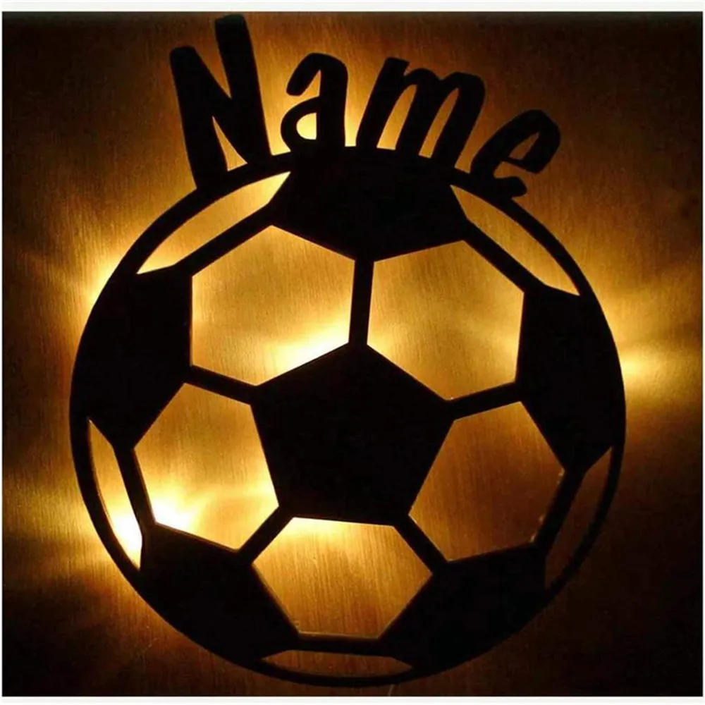Football LED Wall Night Light Personalized Name Sign Soccer Enthusiast Room Bedroom Decoration Personalized Custom Wooden Lamp
Football LED Wall Night Light Personalized Name Sign Soccer Enthusiast Room Bedroom Decoration Personalized Custom Wooden Lamp