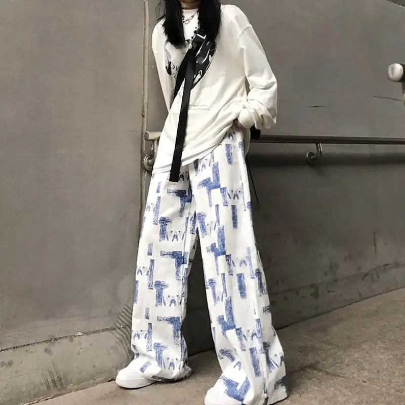 Y2K Pants Women 2021 New Loose Casual Pants Fashion Korean Style Ink Straight Wide Leg E-girl Elastic Waist Casual Trousers 90s
Y2K Pants Women 2021 New Loose Casual Pants Fashion Korean Style Ink Straight Wide Leg E-girl Elastic Waist Casual Trousers 90s