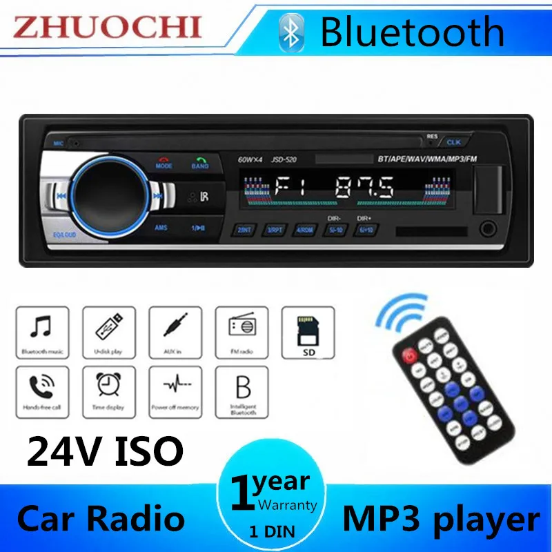 1 DIN 24V Car Radio FM Audio Receiver Digital Bluetooth MP3 Stereo Player with Remote Control USB/SD Card In Dash Aux Input
1 DIN 24V Car Radio FM Audio Receiver Digital Bluetooth MP3 Stereo Player with Remote Control USB/SD Card In Dash Aux Input