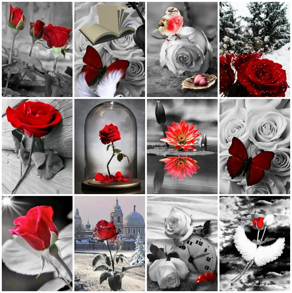 AZQSD 5D алмазная живопись, роза, цветок, алмазная вышивка, черно-красная мозаика, распродажа, картина Стразы, домашний декор, подарок 
AZQSD 5D алмазная живопись, роза, цветок, алмазная вышивка, черно-красная мозаика, распродажа, картина Стразы, домашний декор, подарок