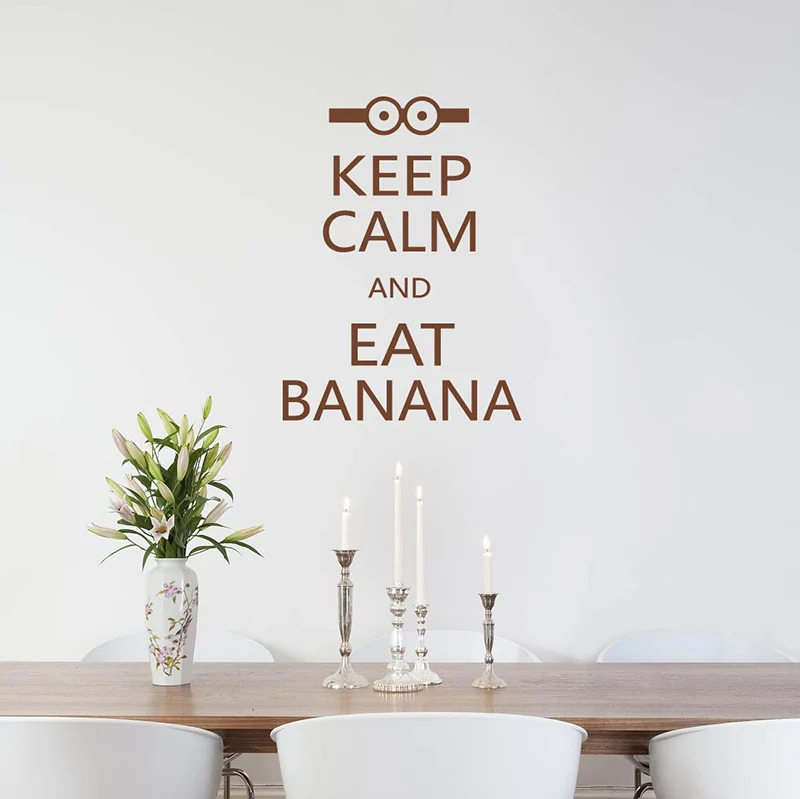 Цитаты наклейки на стену Keep Calm And Eat Banana Виниловая наклейка стену|Наклейки стену| |