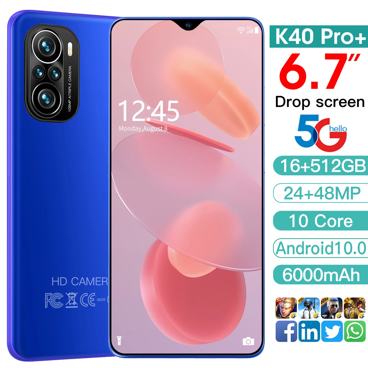 Top Selling SANSUMG Galax K40 Pro+ 5G 6.7 Inch 6000mAh Battery 4G/5G WIFI Dual SIM Mobile Phone Snapdragon888 16+512GB Cellphone 
Top Selling SANSUMG Galax K40 Pro+ 5G 6.7 Inch 6000mAh Battery 4G/5G WIFI Dual SIM Mobile Phone Snapdragon888 16+512GB Cellphone
