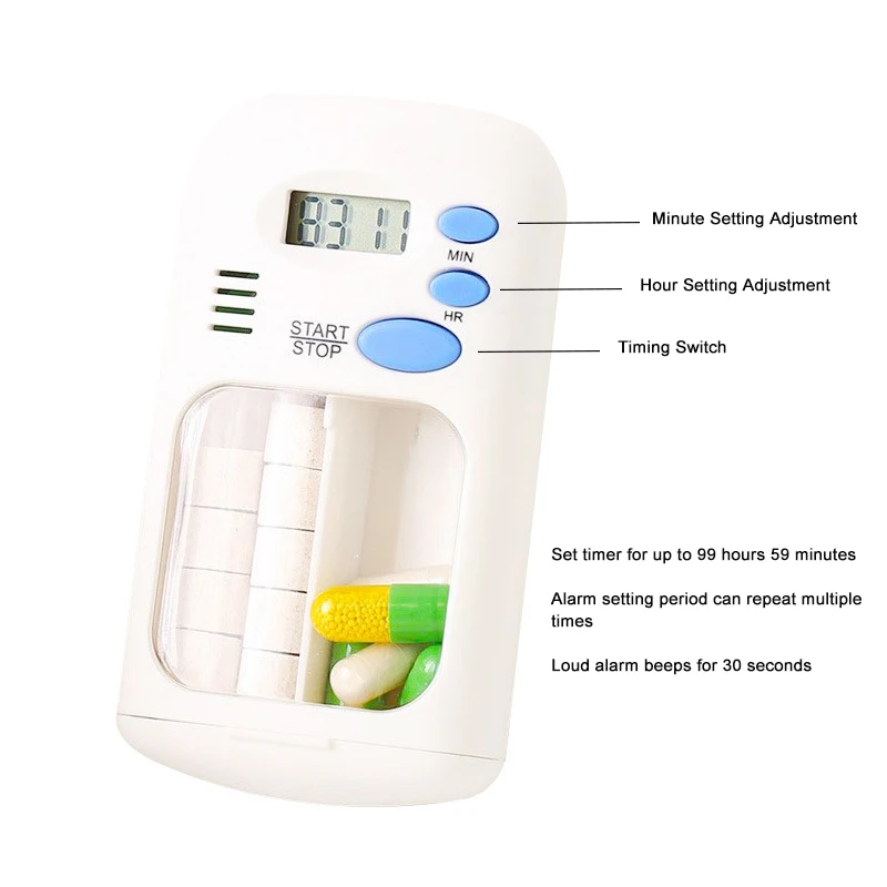 Medication Timer Mini Portable Pill Box Electronic Reminder Medical Box Storage Box LED Timing Reminder Small First Aid Kit
Medication Timer Mini Portable Pill Box Electronic Reminder Medical Box Storage Box LED Timing Reminder Small First Aid Kit