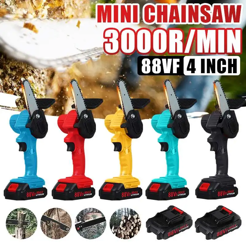 4Inch 88VF 3000W Mini Electric Saw Chainsaw Wood Cutter With Rechargeable Battery Woodworking Pruning One-handed Garden Tool
4Inch 88VF 3000W Mini Electric Saw Chainsaw Wood Cutter With Rechargeable Battery Woodworking Pruning One-handed Garden Tool