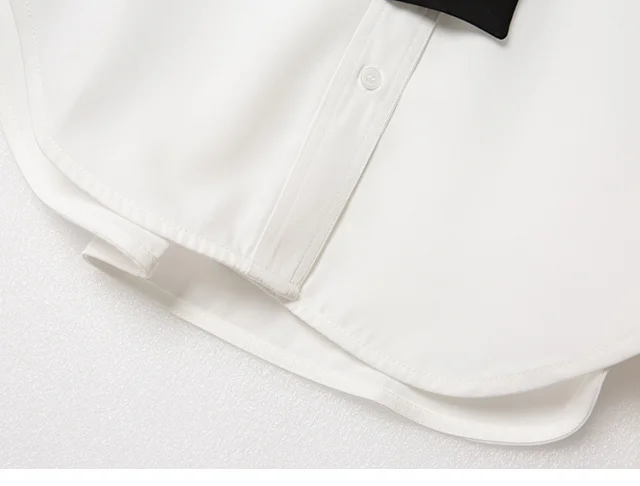 Women's Tie White Blouse Turn-down Collar Double Pockets Long Sleeve Loose Office Ladies Shirt 2021 Autumn
Women's Tie White Blouse Turn-down Collar Double Pockets Long Sleeve Loose Office Ladies Shirt 2021 Autumn