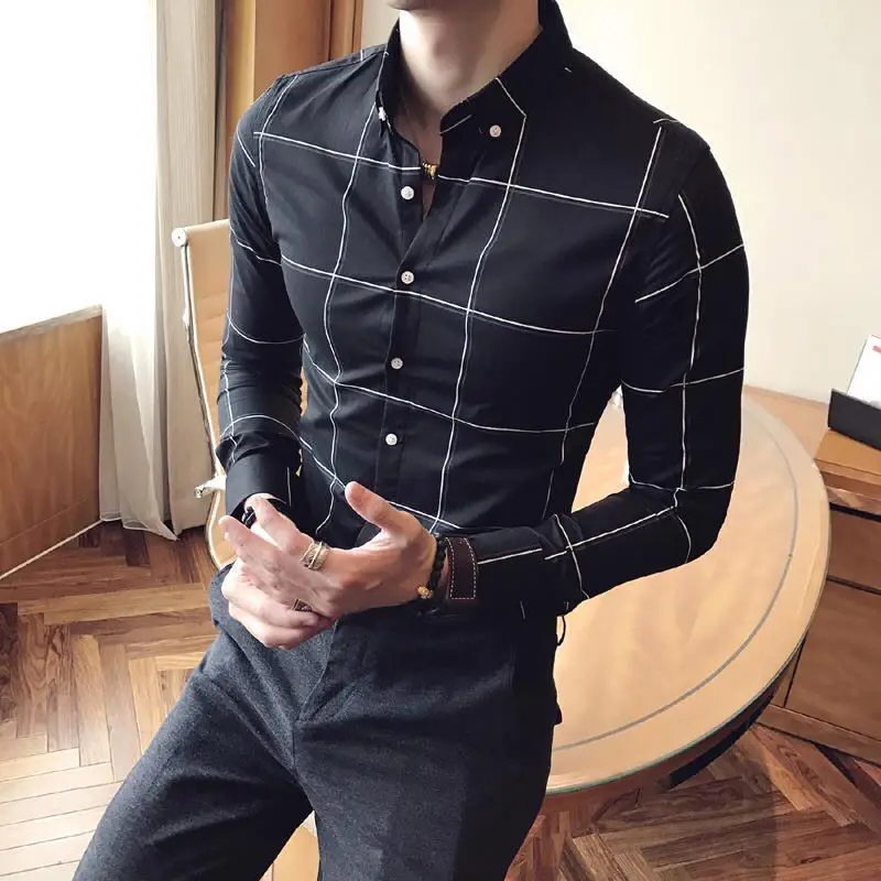 2021 New High Quality Plaid Shirts Men Fashion Casual Business Shirts Man Slim Fit Party Blouses Male Long Sleeve Shirts O220
2021 New High Quality Plaid Shirts Men Fashion Casual Business Shirts Man Slim Fit Party Blouses Male Long Sleeve Shirts O220