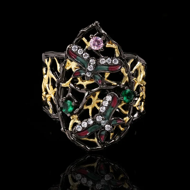 2021 New Italian Jewelry Black Gold Vintage Rings For Women Shiny Colorful Peal Zircon Antique Tungsten Ring Fine Jewelry
2021 New Italian Jewelry Black Gold Vintage Rings For Women Shiny Colorful Peal Zircon Antique Tungsten Ring Fine Jewelry