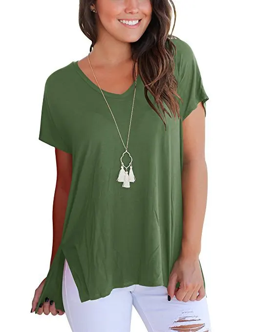Spring and Summer 2020 Women's Wear Front Short Back Long Side Seam Split V-neck Short Sleeve Loose T-shirt
Spring and Summer 2020 Women's Wear Front Short Back Long Side Seam Split V-neck Short Sleeve Loose T-shirt