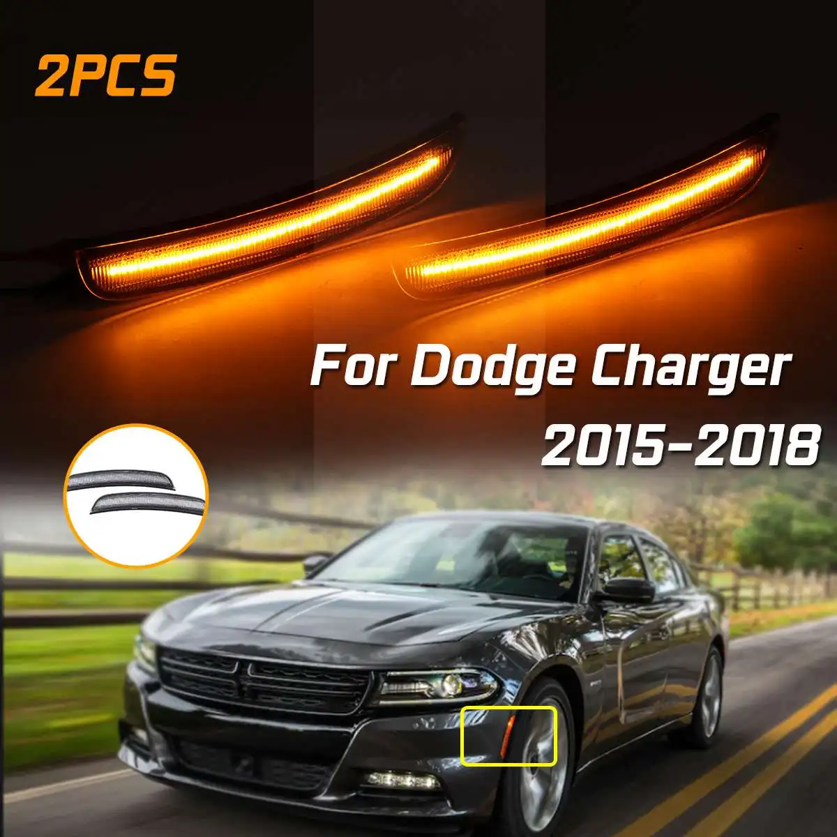 1 Pair Front / Rear Side Marker Lamps With Amber LED Lights Turn Signal Light For DODGE CHARGER 2015-2018
1 Pair Front / Rear Side Marker Lamps With Amber LED Lights Turn Signal Light For DODGE CHARGER 2015-2018