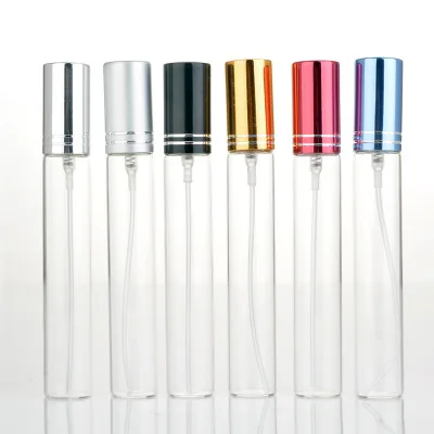 

100 шт./лот 15 мл прозрачная стеклянная бутылка для распылителя многоразовая цветная алюминиевая крышка спрей флакон для духов контейнер для ...