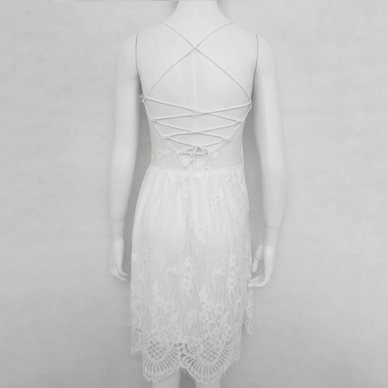 New Women Lace Dress Fashion Lace Stitching Backless Lace-up Mini Dress Spaghetti Strap V-Neck Beach Dress Women Vestido
New Women Lace Dress Fashion Lace Stitching Backless Lace-up Mini Dress Spaghetti Strap V-Neck Beach Dress Women Vestido