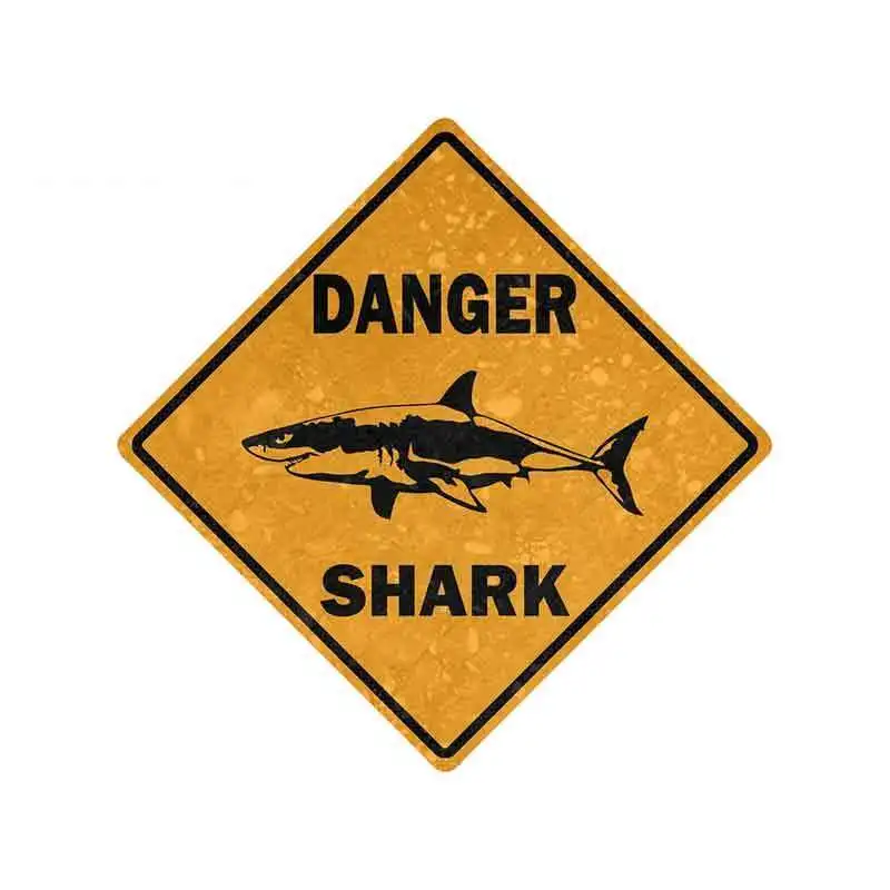 

13cm*13cm 1 Pcs WARNING Danger Sign Shark Area Car Sticker Waterproof Decal Vinyl for Car Bike Motorcycle Surfboard Bumper Decor