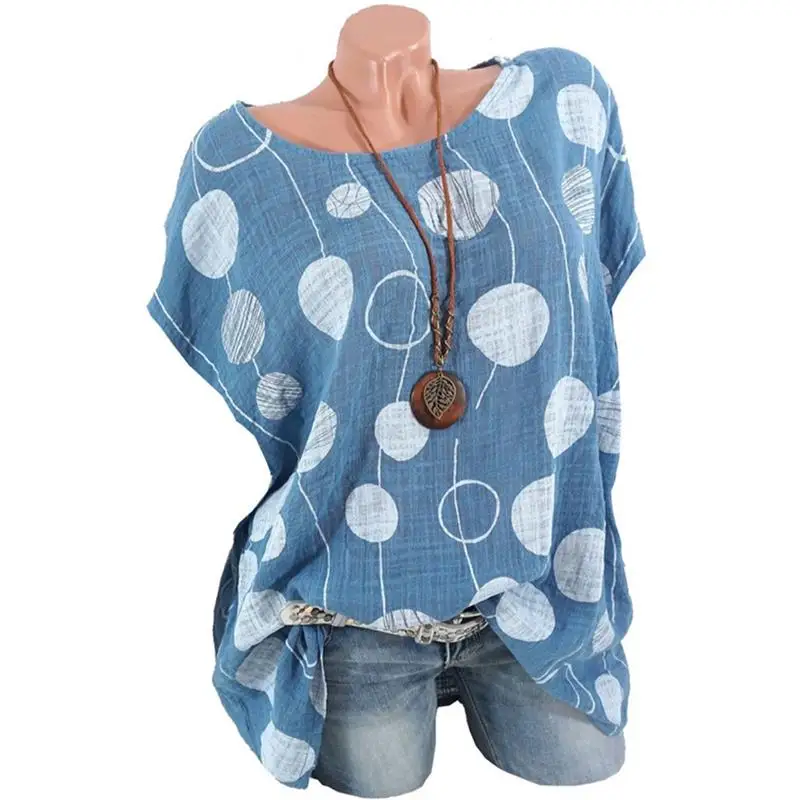 5XL Women Casual Loose Pullover T Shirt Ladies Summer Short Sleeve Rond Neck Polka Dot Print Blouse
5XL Women Casual Loose Pullover T Shirt Ladies Summer Short Sleeve Rond Neck Polka Dot Print Blouse