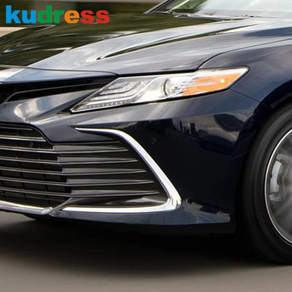 

For Toyota Camry LE XLE 2021 2022 ABS Chrome Front Fog Light Lamp Eyebrow Cover Trims Foglight Eyelid Strips Sticker Car Styling
