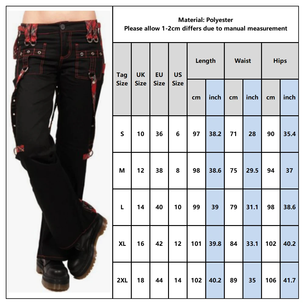 Женские брюки-карго с высокой талией черные уличные винтажные в стиле панк