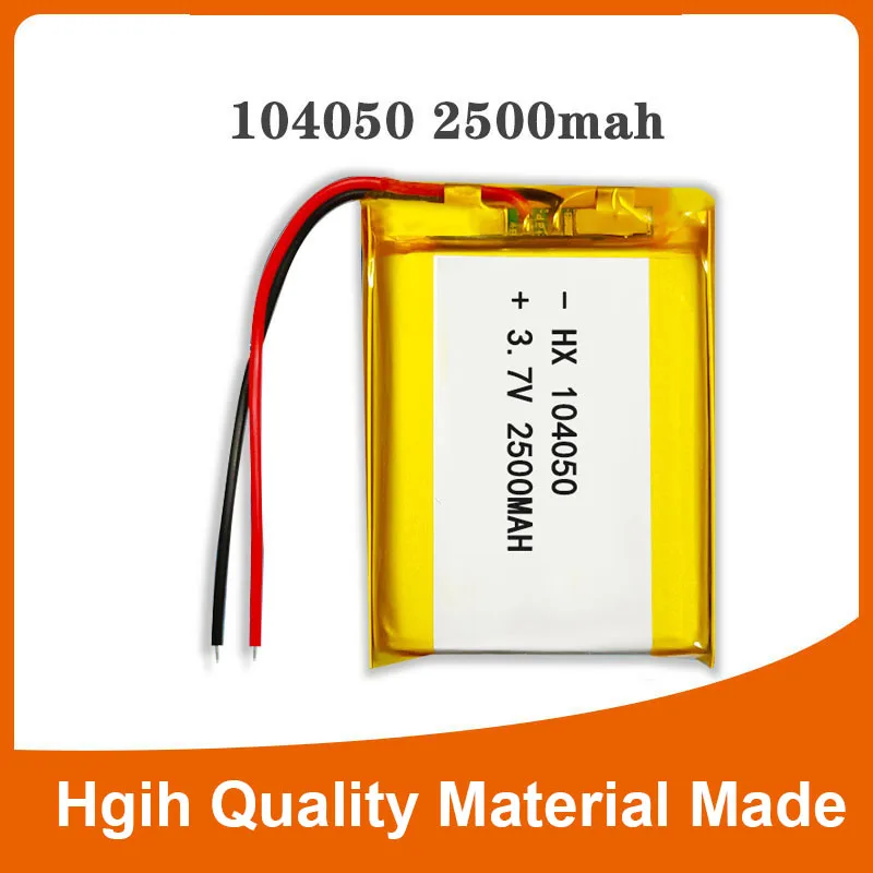 Rechargeable 3.7V 2500mAh Li-Po Battery 104050 Lithium Polymer Battery Li-Po li ion Lipo cells For GPS MP3 MP4 Driving Recorder
Rechargeable 3.7V 2500mAh Li-Po Battery 104050 Lithium Polymer Battery Li-Po li ion Lipo cells For GPS MP3 MP4 Driving Recorder