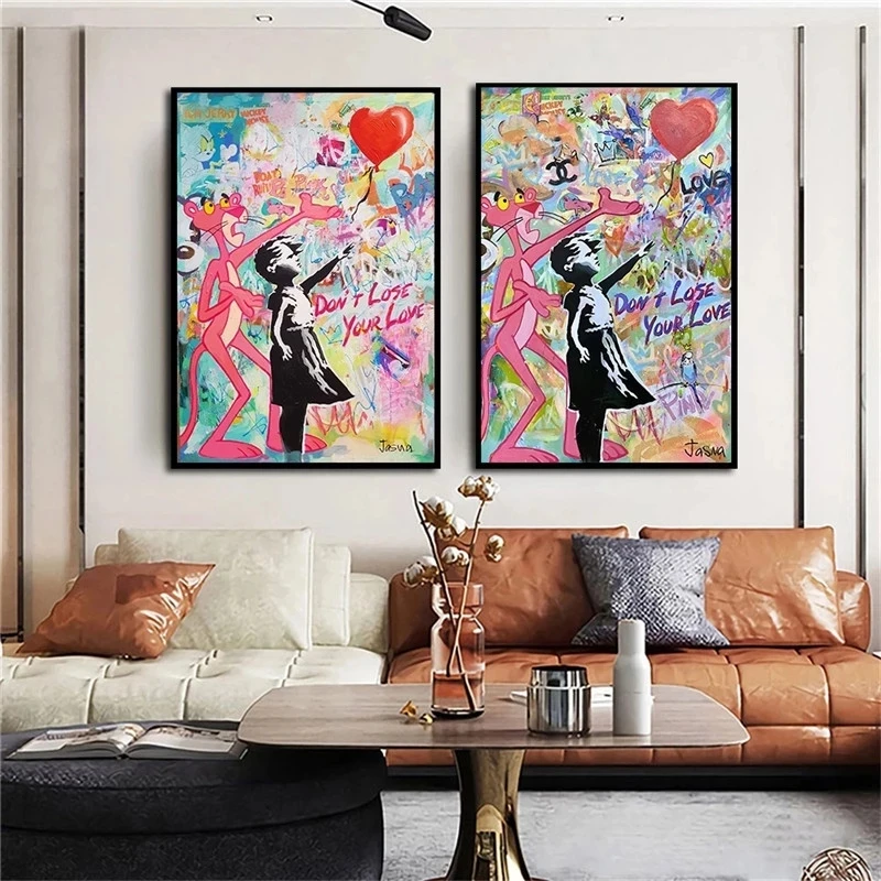 Home Decor Banksy Graffiti Canvas Painting Pink Panther Love Pictures Wall Art HD Print Modular Poster No Frame For Living Room
Home Decor Banksy Graffiti Canvas Painting Pink Panther Love Pictures Wall Art HD Print Modular Poster No Frame For Living Room