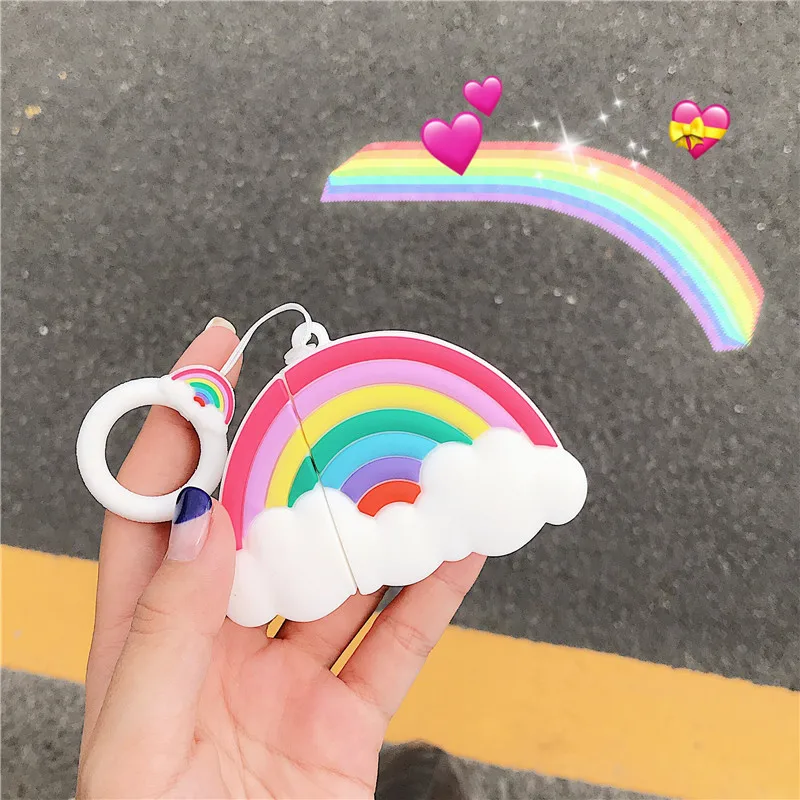 Чехол для AirPod 2 мягкий силиконовый чехол 3D девушки с радужным мультяшным рисунком