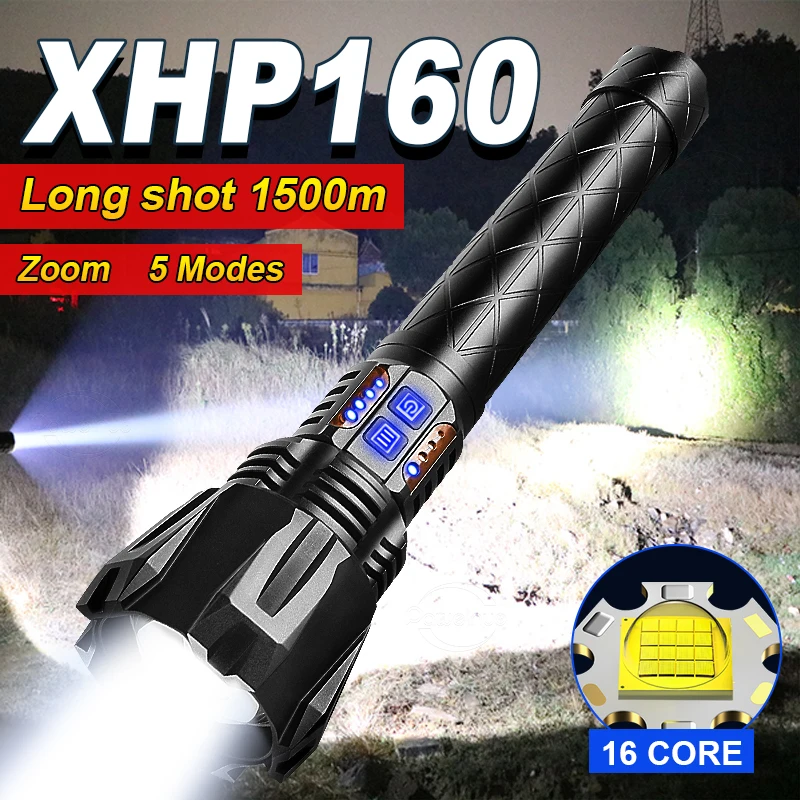

18650 лм XHP160 тактический фонарь высокой мощности светодиодный фонарик usb Перезаряжаемый мощный яркий ручной фонарик XHP50 светильник онарь