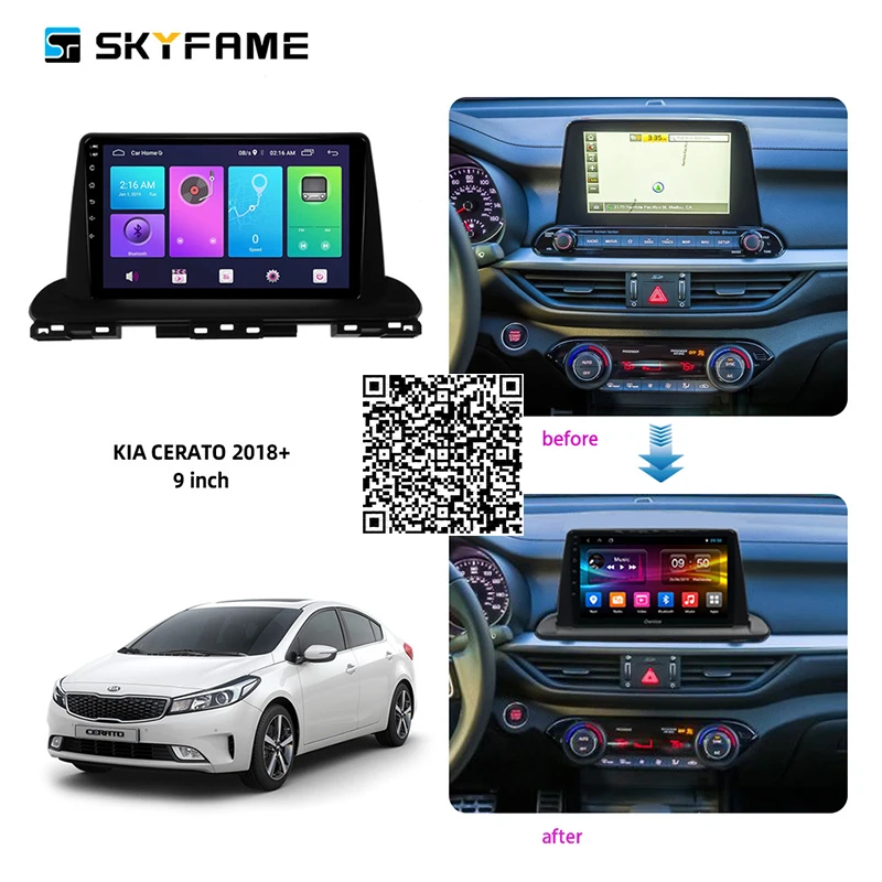 SKYFAME 4 + 64G Авто Радио стерео для кіа Cerato 2018 Android мультимедиа Системы gps навигация dvd