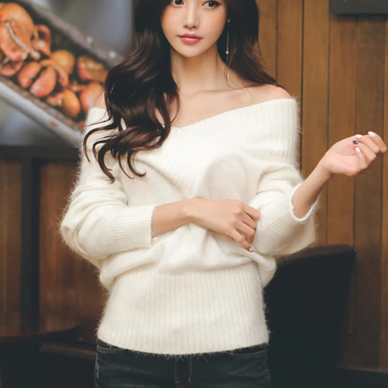 Korean Women Slash-neck Autumn Winter Sweater Women 2020 White Long Sleeve Knitted Sweater Pullovers Female Jumper Sexy Pull Top
Korean Women Slash-neck Autumn Winter Sweater Women 2020 White Long Sleeve Knitted Sweater Pullovers Female Jumper Sexy Pull Top