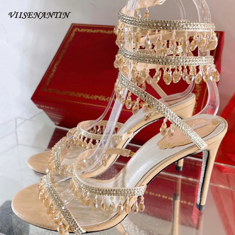 Crystal Tassel Ankle Strappy Women Summer Sandal Shoe Luxury Think Heel Ankle Snakle Strap Open Toe Wedding Shoe Chic Shoe
Crystal Tassel Ankle Strappy Women Summer Sandal Shoe Luxury Think Heel Ankle Snakle Strap Open Toe Wedding Shoe Chic Shoe