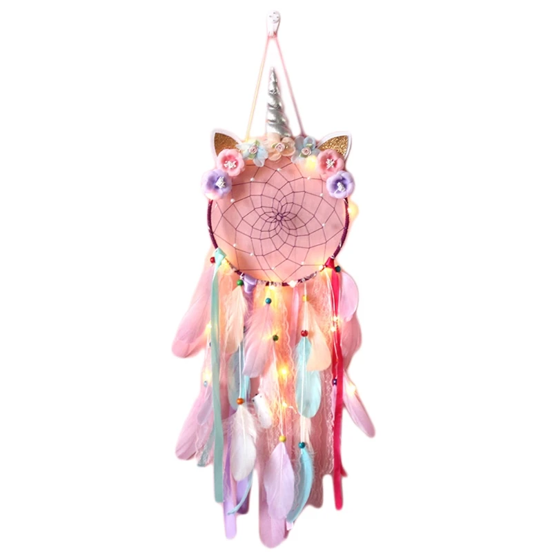 X37E Boho Dream Catcher Feather Flowers Dreamcatcher with LED Lights Wall Hanging 
X37E Boho Dream Catcher Feather Flowers Dreamcatcher with LED Lights Wall Hanging