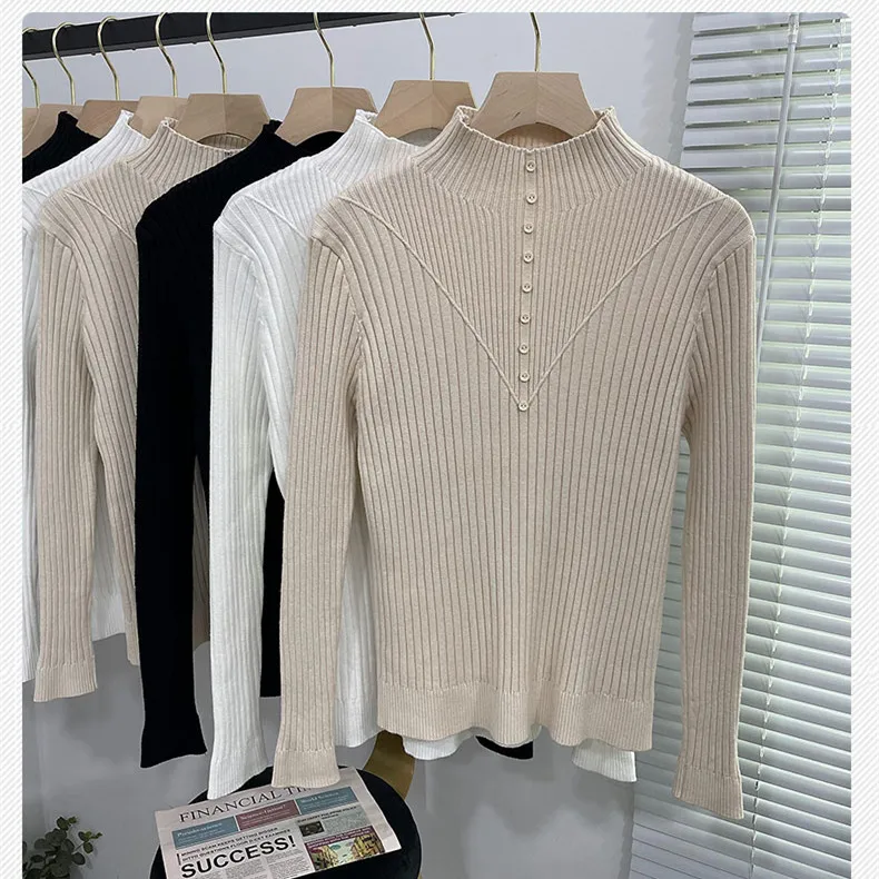 Half Turtleneck Sweater Women's 2021 Fall/Winter Thicken Striped Base Sweater Long Sleeve Top Women Pullover
Half Turtleneck Sweater Women's 2021 Fall/Winter Thicken Striped Base Sweater Long Sleeve Top Women Pullover