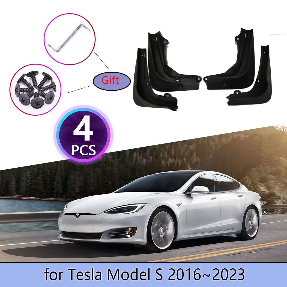 

4PCS Car Mudguards For Tesla Model S 2016~2023 A Wrench to Screw Cladding Splash Mud Flaps Mudflap Wheel Flap Accessories 2017
