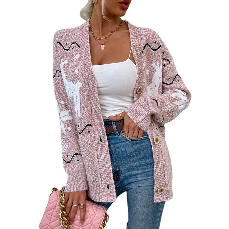 Christmas cardigan new sweater 2021 autumn and winter knit single-breasted Christmas deer cardigan sweater women
Christmas cardigan new sweater 2021 autumn and winter knit single-breasted Christmas deer cardigan sweater women