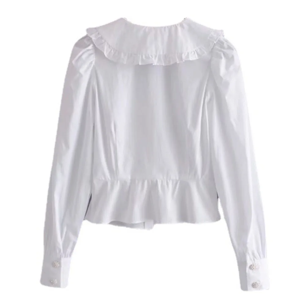Japan Style Blouse Spring Autumn Korean Fashion Temperament Loose Casual Simple Single-breasted Doll Collar Long Sleeve 2021
Japan Style Blouse Spring Autumn Korean Fashion Temperament Loose Casual Simple Single-breasted Doll Collar Long Sleeve 2021