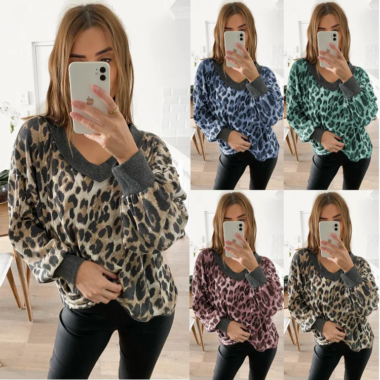 Women's Autumn / Winter V-Neck Long Sleeve Pullover Hoody Leopard Print T-shirt Hoodies For Women
Women's Autumn / Winter V-Neck Long Sleeve Pullover Hoody Leopard Print T-shirt Hoodies For Women