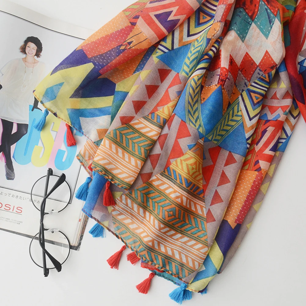 New Fashion Women Color Blocking Geometry Pattern Scarf Tassel Travel Shawl Cover Up New Vintage Shawl
New Fashion Women Color Blocking Geometry Pattern Scarf Tassel Travel Shawl Cover Up New Vintage Shawl
