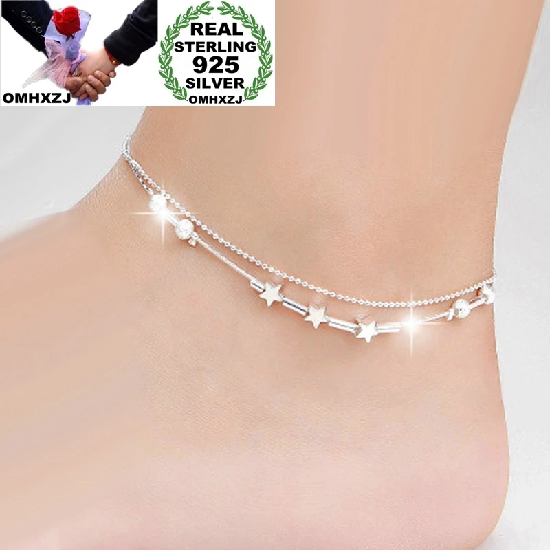 OMHXZJ Wholesale European Fashion Woman Girl Party Birthday Wedding Gift Star Beads Two Lines 925 Sterling Silver Anklet JL02
OMHXZJ Wholesale European Fashion Woman Girl Party Birthday Wedding Gift Star Beads Two Lines 925 Sterling Silver Anklet JL02