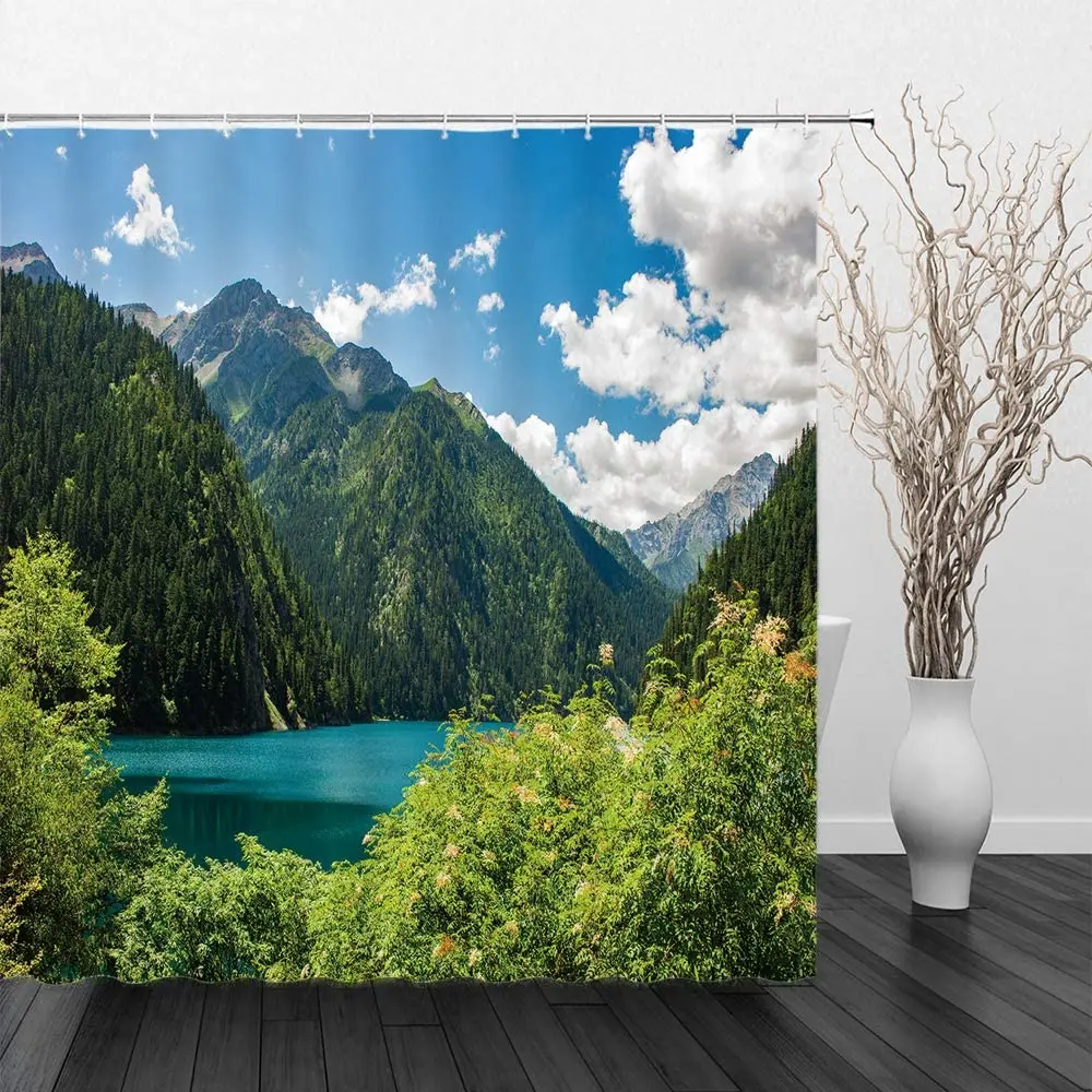 Mountain Scenery Shower Curtain Forest Lake Nature Landscape Scenic Art Print Home Decor Fabric Bathroom Curtain Set Hooks
Mountain Scenery Shower Curtain Forest Lake Nature Landscape Scenic Art Print Home Decor Fabric Bathroom Curtain Set Hooks