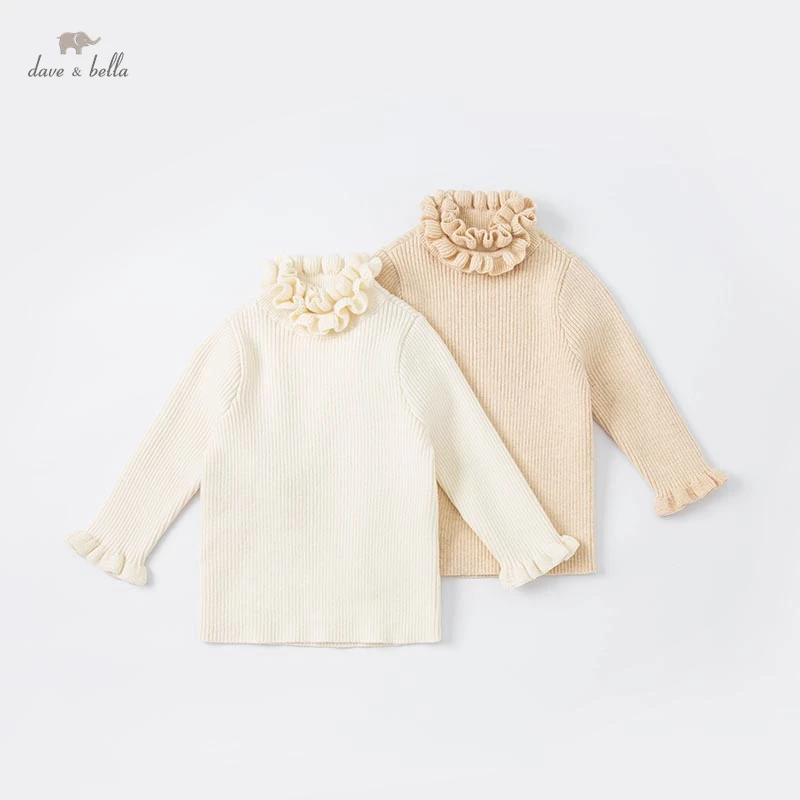 

DBJ19773 dave bella winter cute baby girls Christmas solid knitted sweater kids girl fashion toddler boutique tops