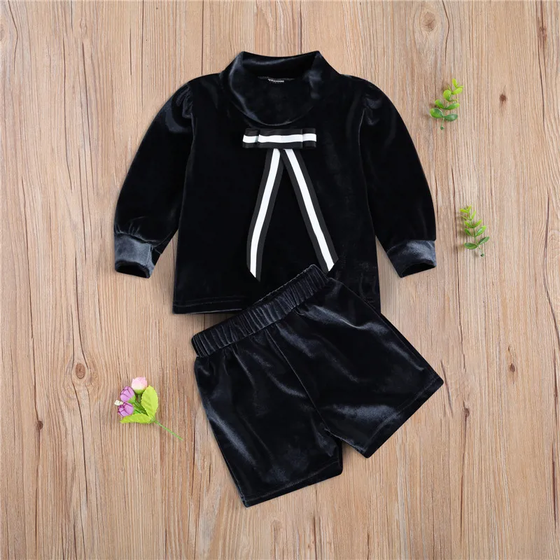 Kids Baby Girls Clothes Sets Velvet Solid Turtleneck Long Sleeve Bowknot Tops Shorts Pants 2pcs Fall Outfits 0-4Y
Kids Baby Girls Clothes Sets Velvet Solid Turtleneck Long Sleeve Bowknot Tops Shorts Pants 2pcs Fall Outfits 0-4Y